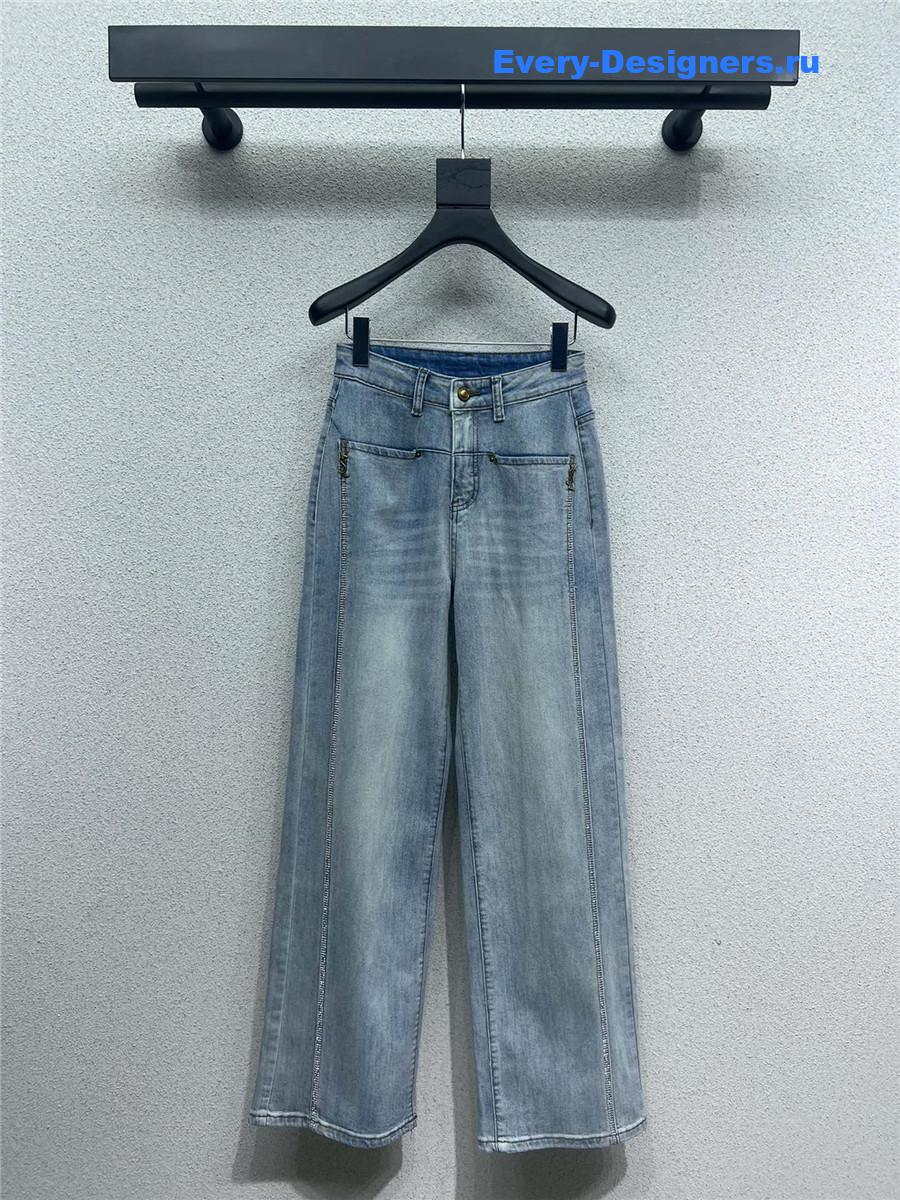 Y51 logo denim straight wide-leg trousers