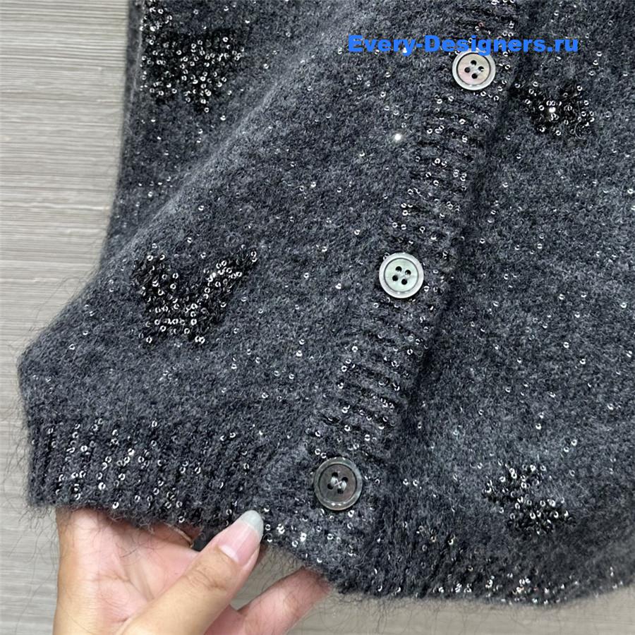 BC Jacquard Embellished Mohair Cardigan in Grey
