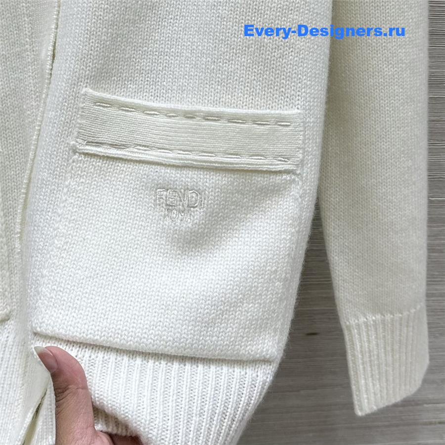F**di white pocket cashmere cardigan