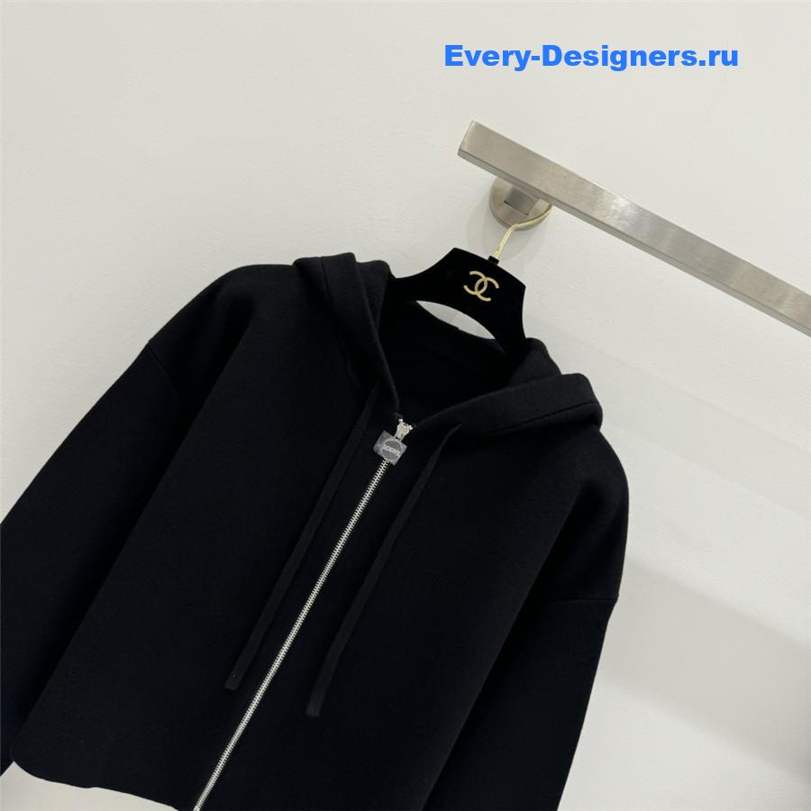 L0ew* embossed logo hooded cardigan