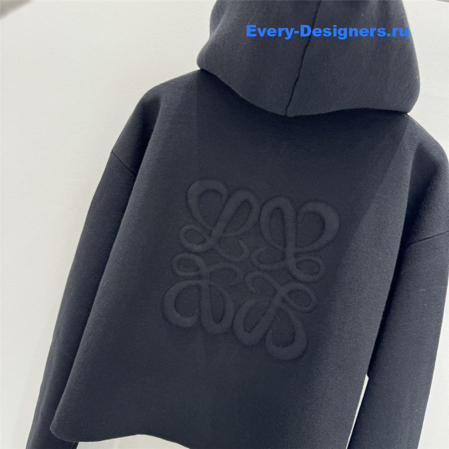 L0ew* embossed logo hooded cardigan