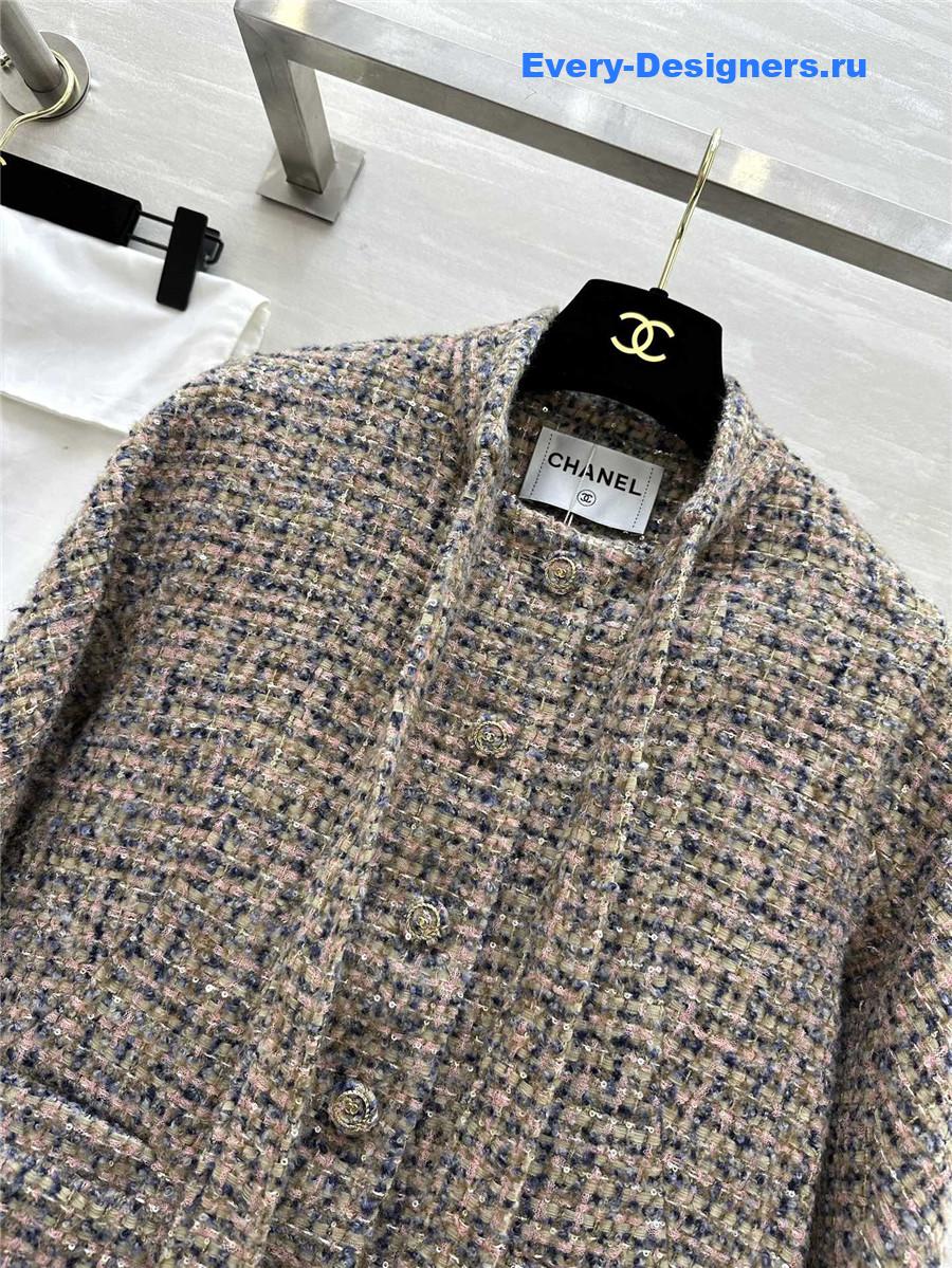 Ch**el wool braided soft tweed coat