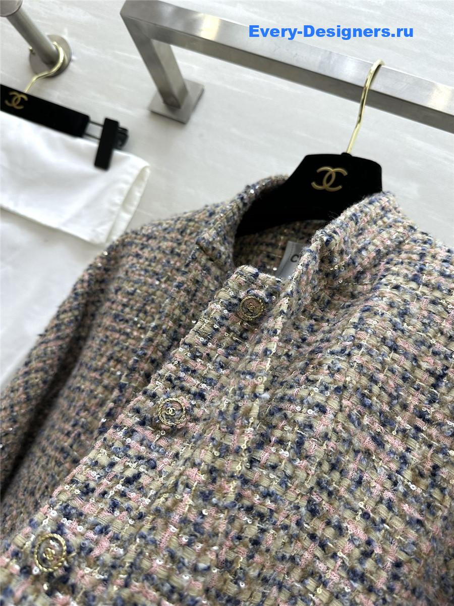 Ch**el wool braided soft tweed coat