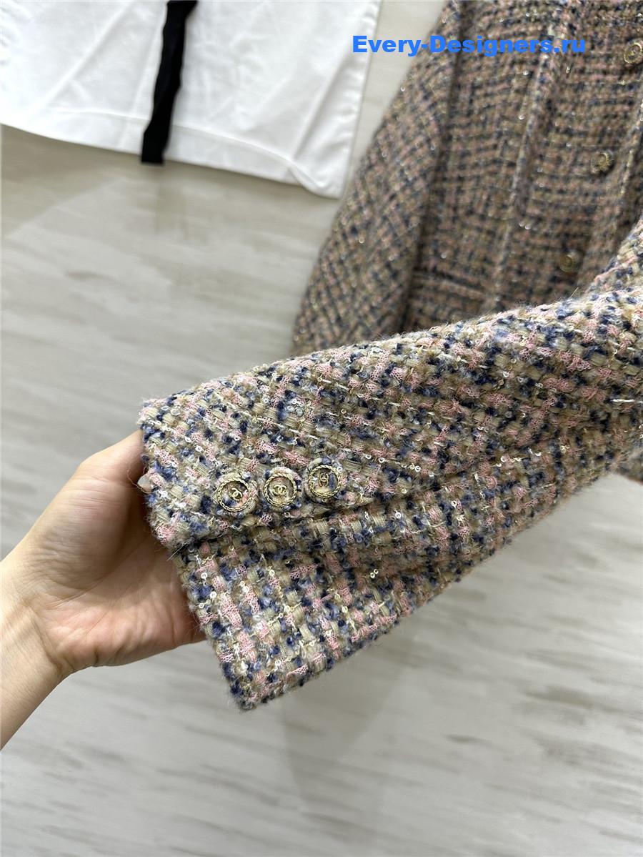 Ch**el wool braided soft tweed coat