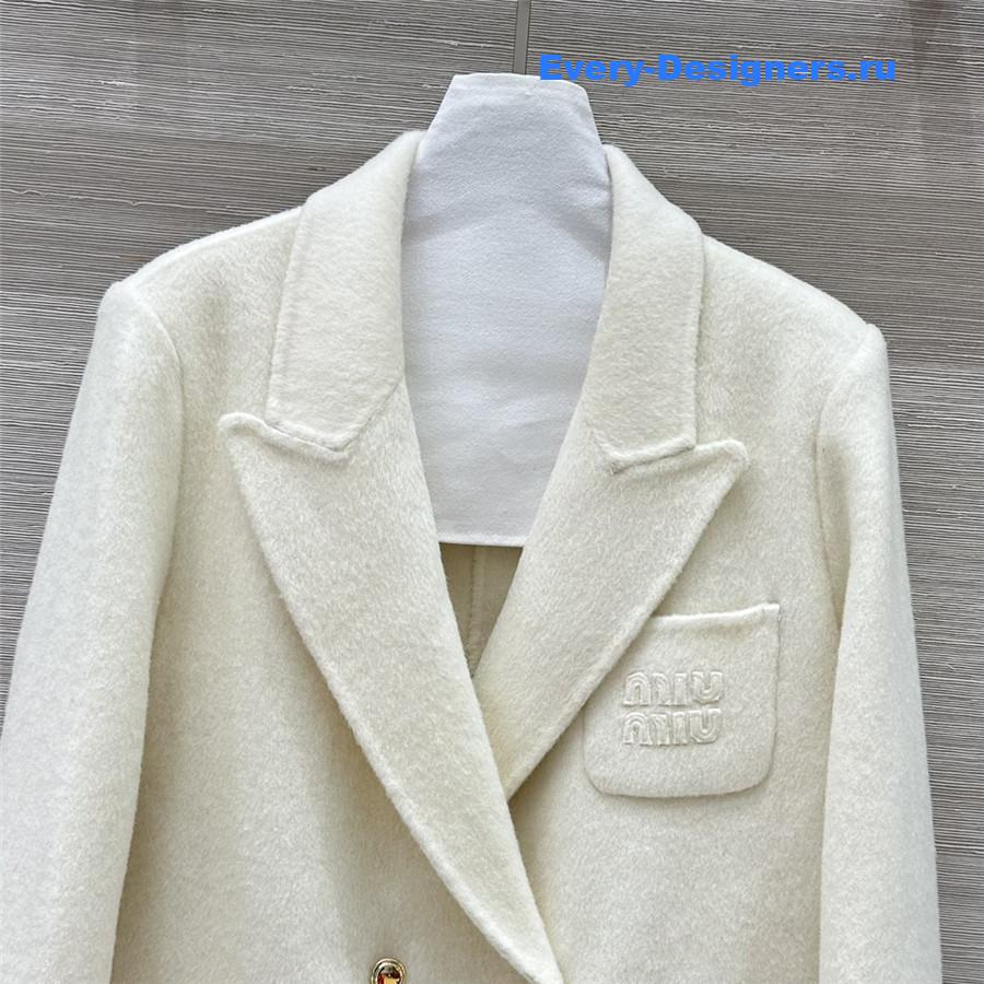 Miu Miu White Double-Breasted Wool Blazer
