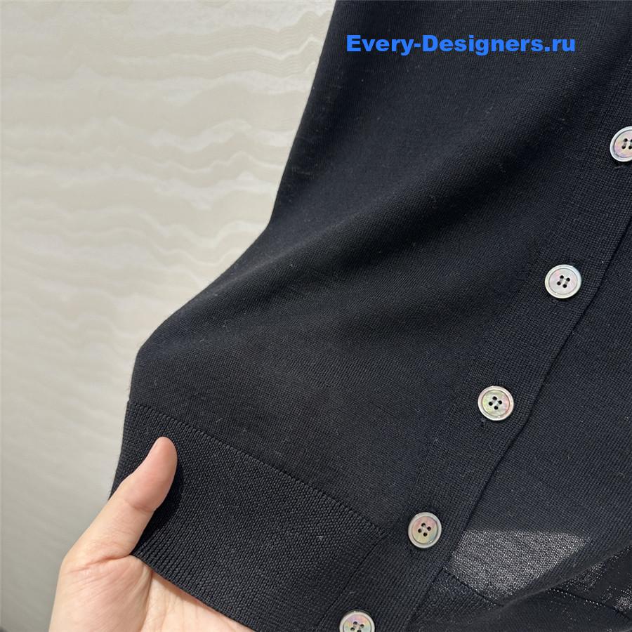 Pra*a logo-intarsia wool cardigan black