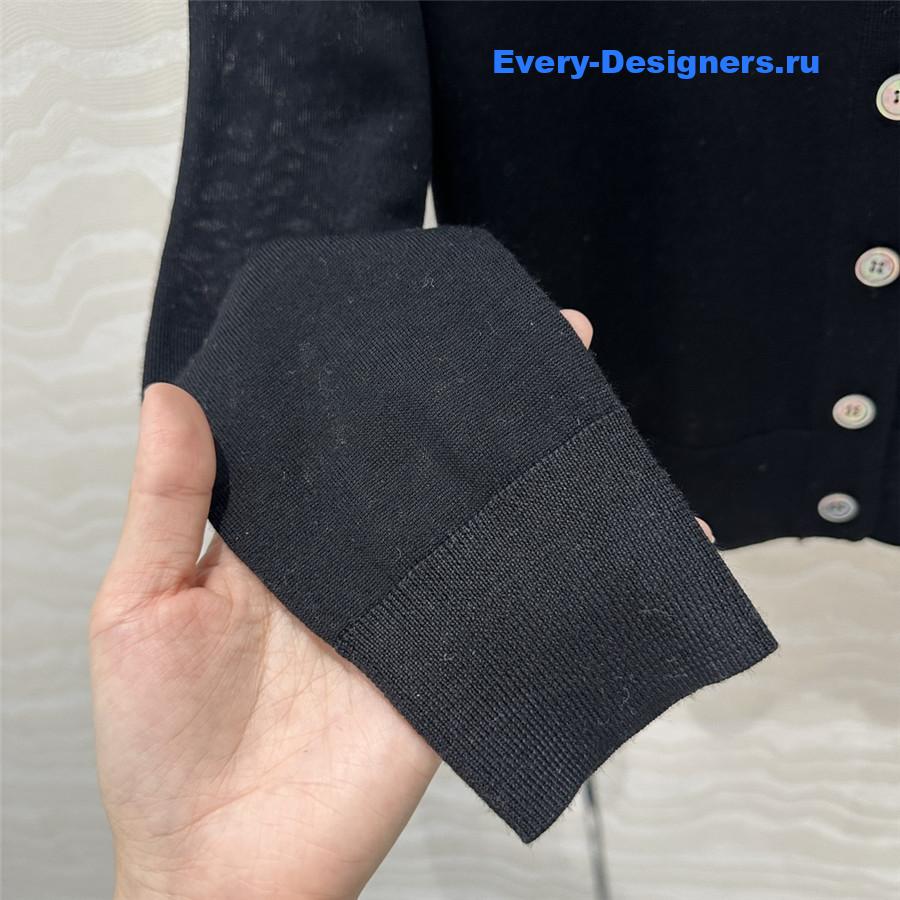 Pra*a logo-intarsia wool cardigan black