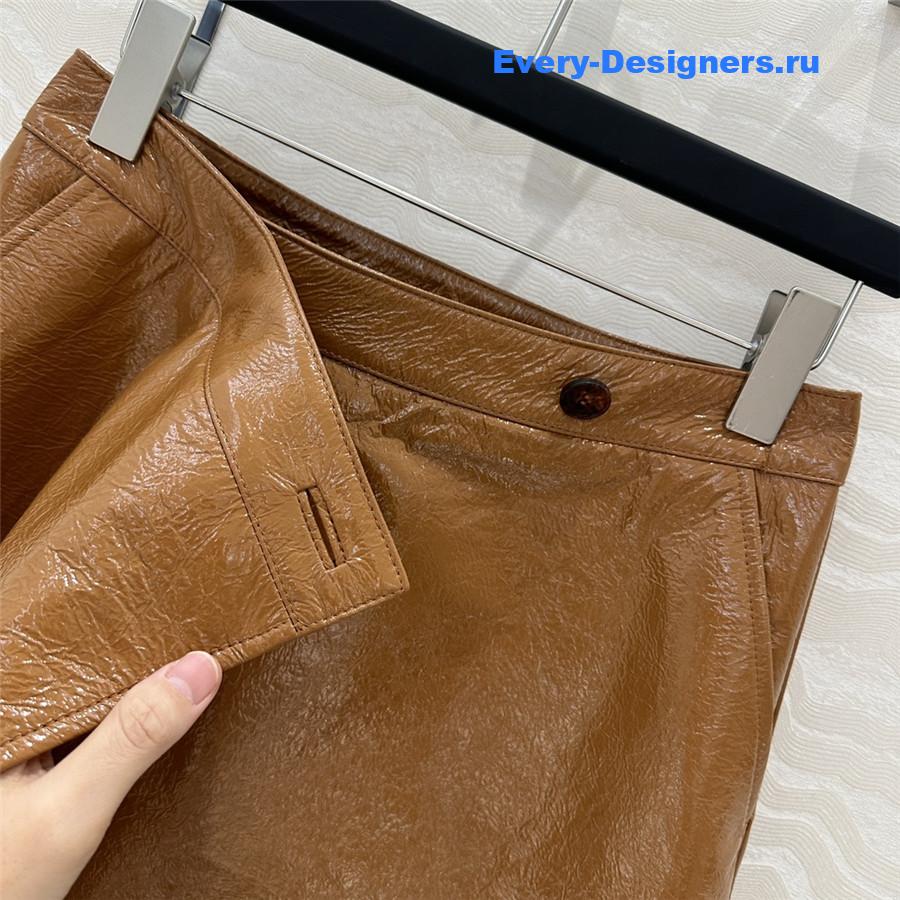 M1um1u patent leather midi skirt