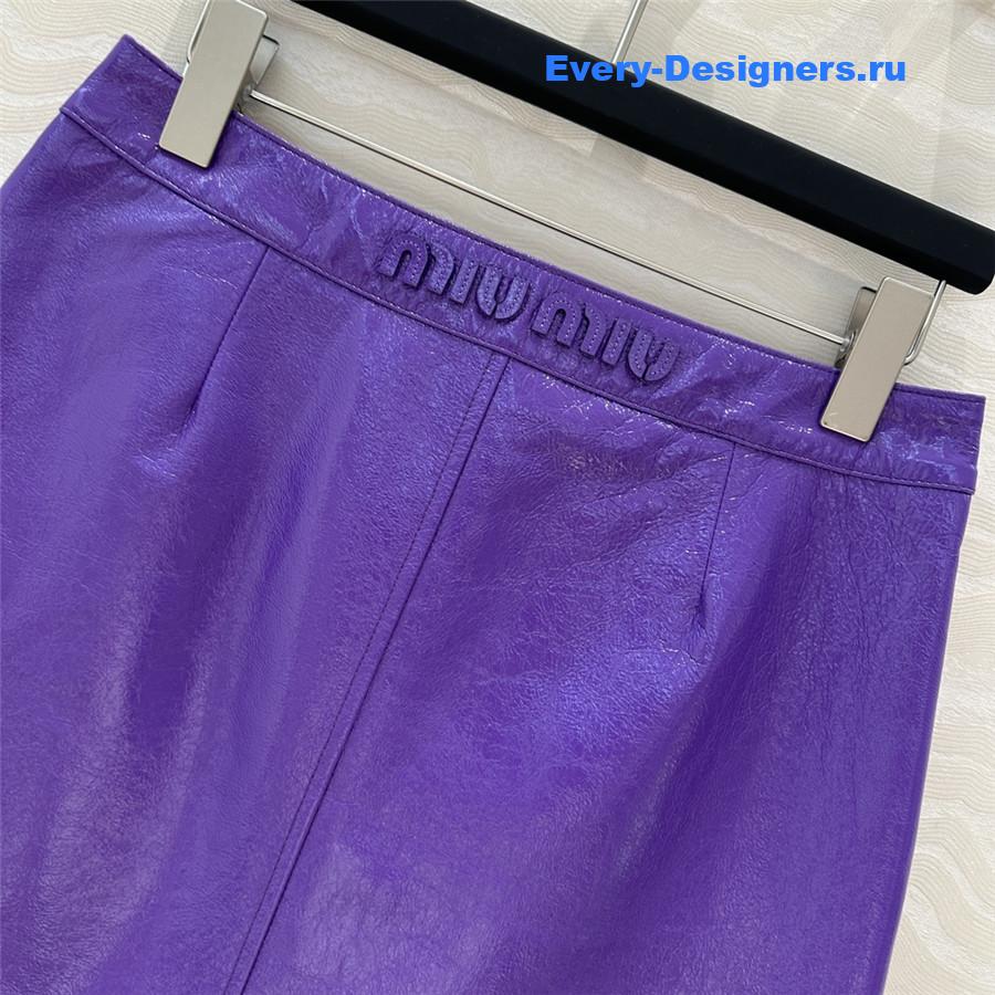 M1um1u patent leather midi skirt