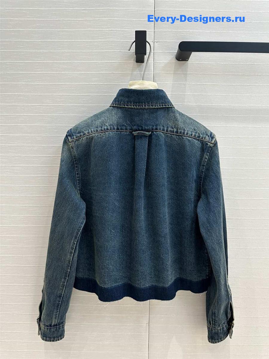 M1um1u color-block washed denim shirt