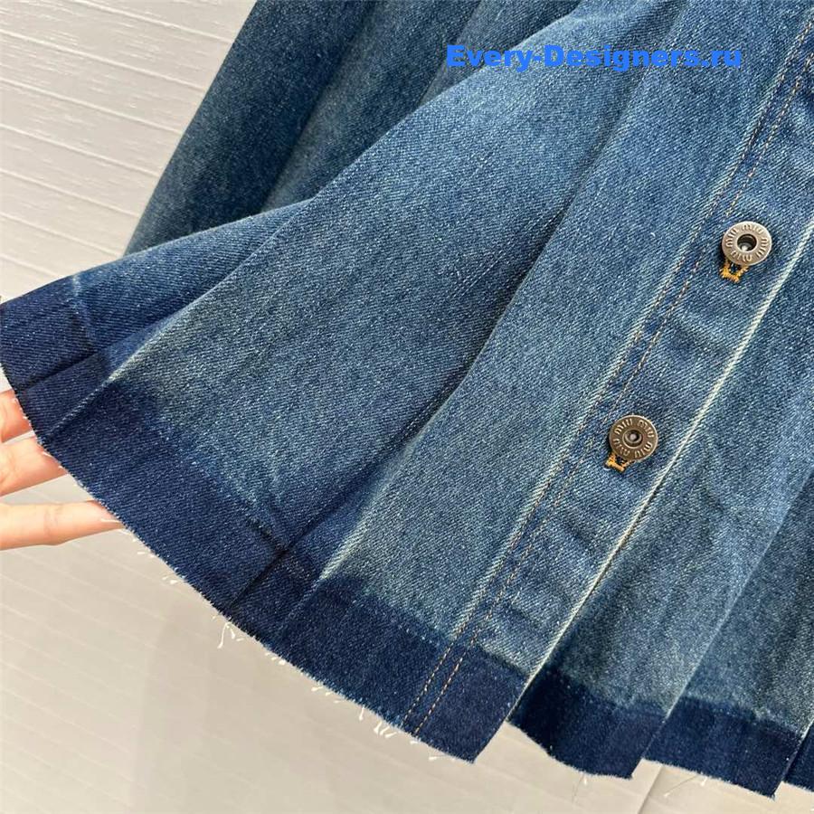 M1um1u denim pleated long skirt