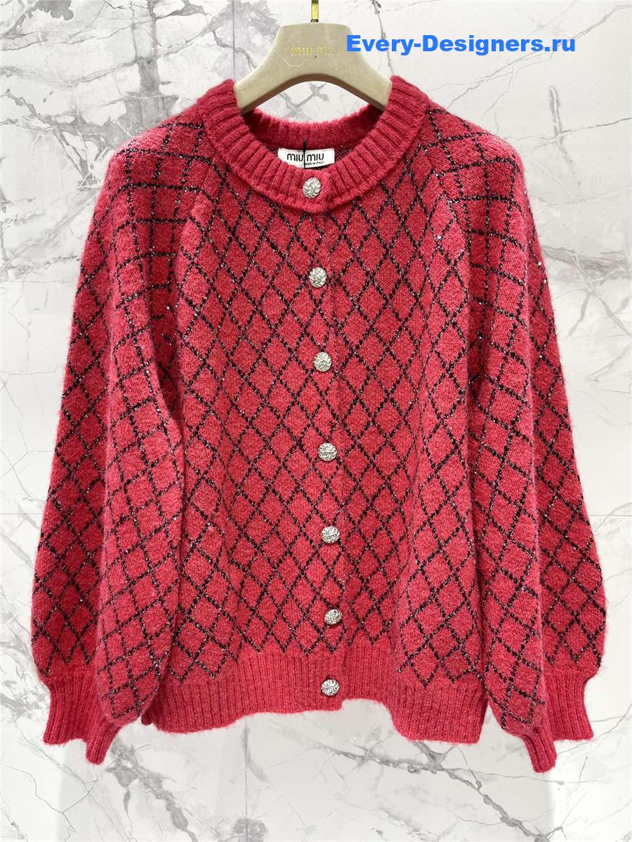 m1um1u D1am0nd sequin knitted cardigan