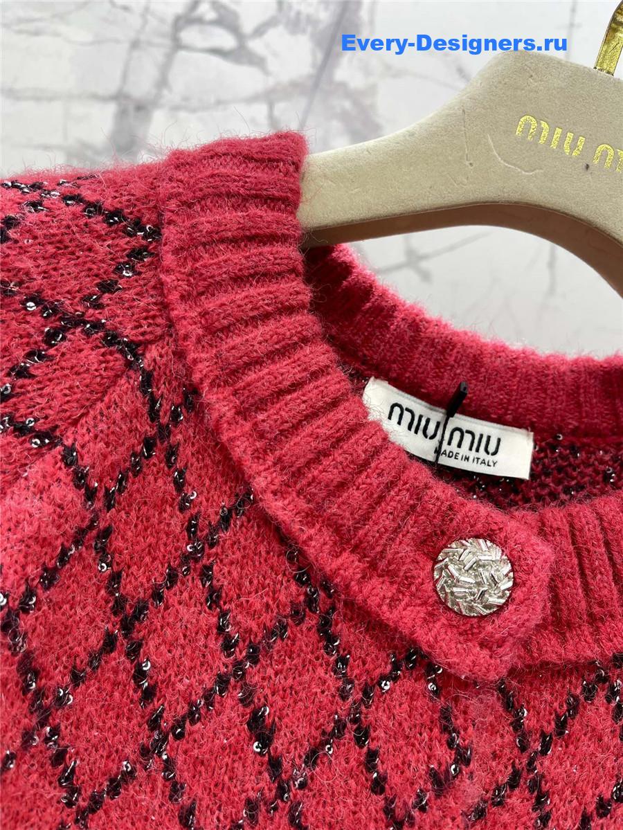 m1um1u D1am0nd sequin knitted cardigan