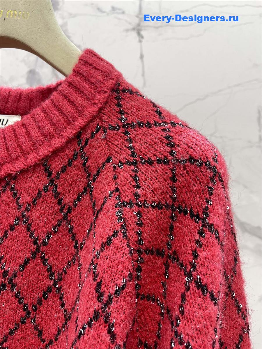 m1um1u D1am0nd sequin knitted cardigan