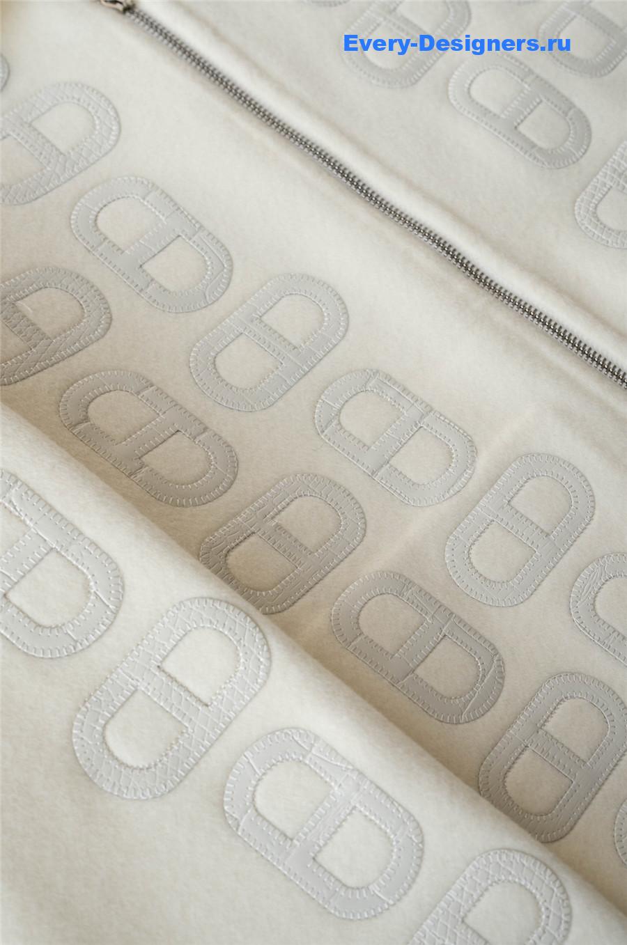 H**me5 embroidered mixed leather jacket beige