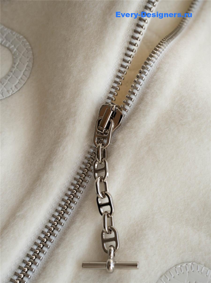 H**me5 embroidered mixed leather jacket beige