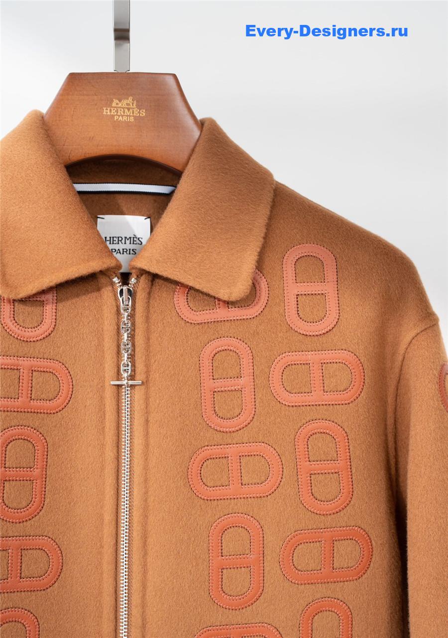 H**me5 embroidered mixed leather jacket