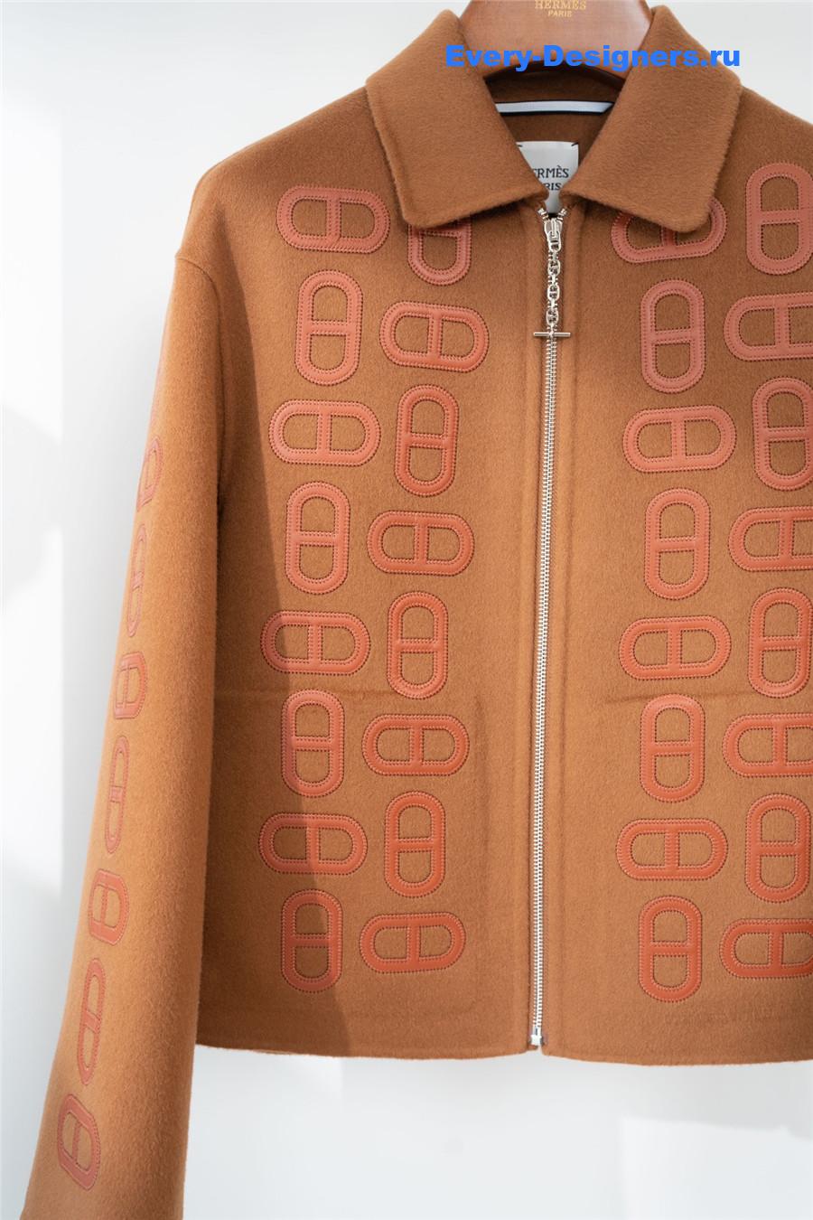 H**me5 embroidered mixed leather jacket