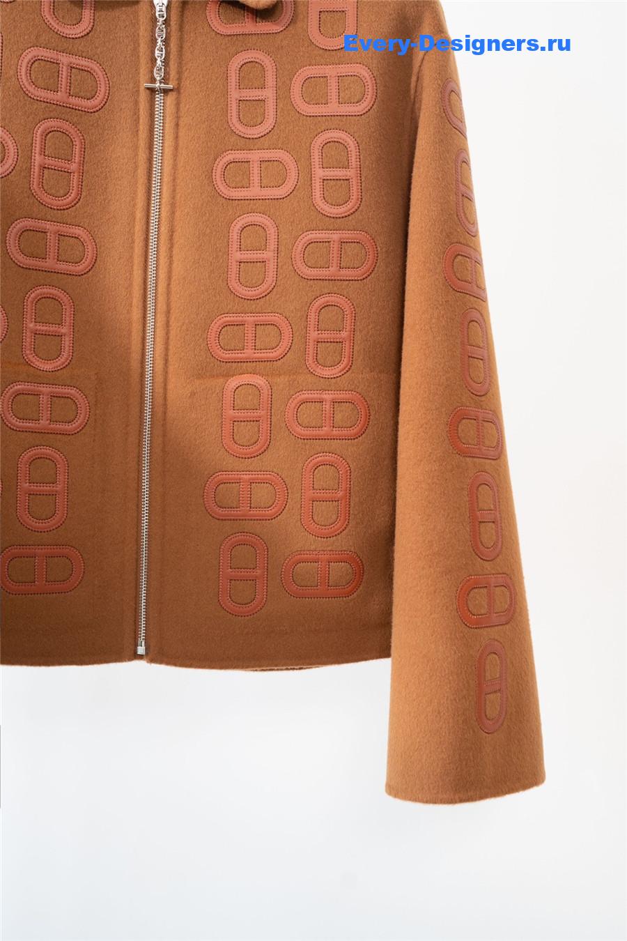 H**me5 embroidered mixed leather jacket