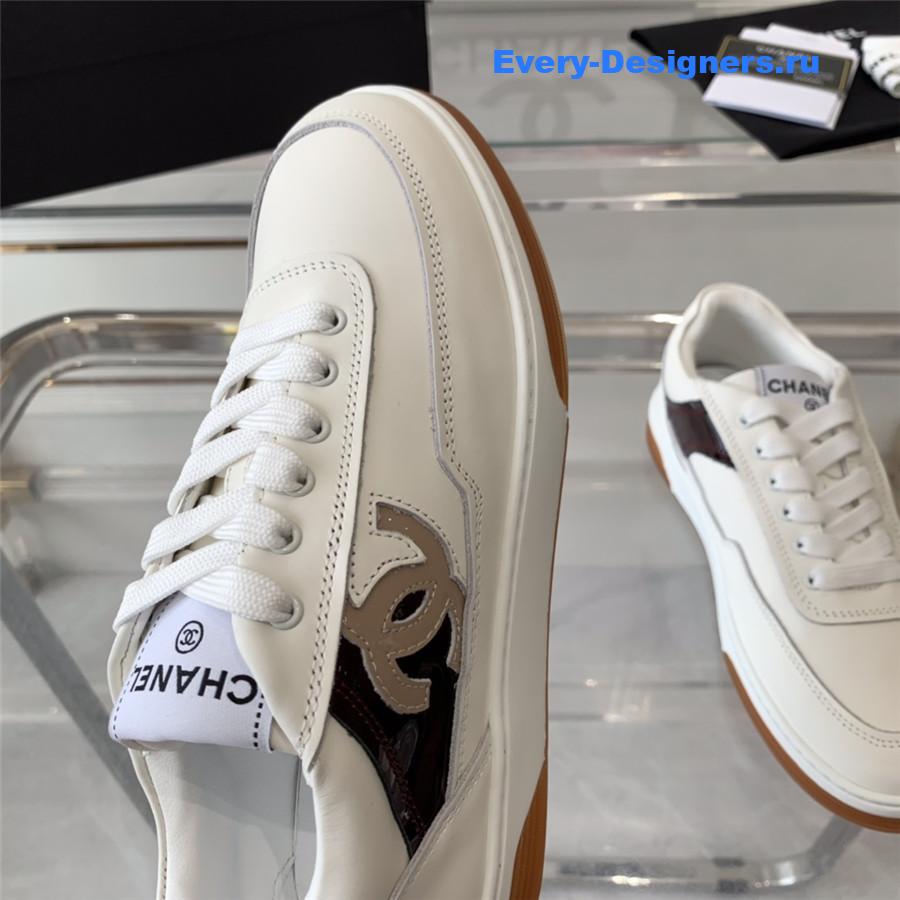 Ch**el white suede trainers sneakers