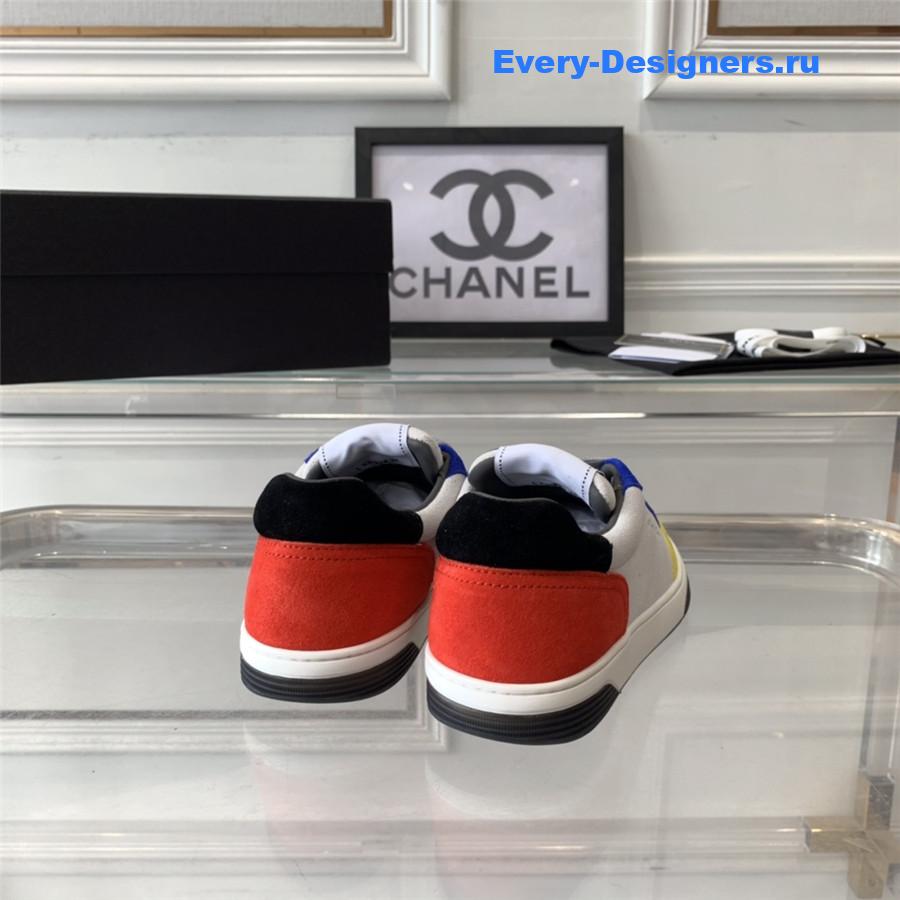 Ch**el yellow blue suede lace-up trainers sneakers