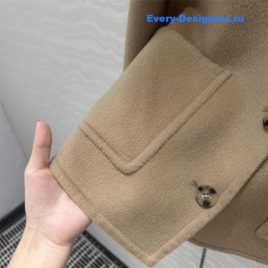 L0r0 P1ana brown v-neck cashmere coat