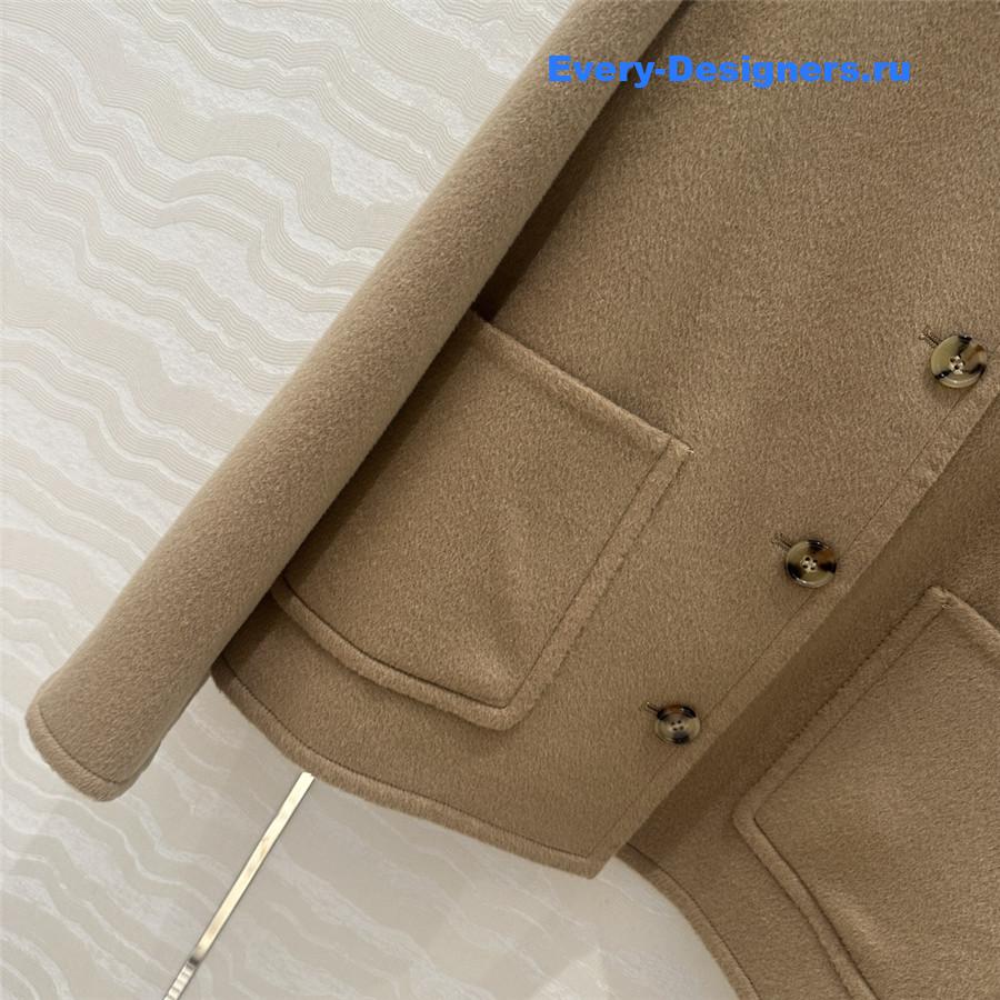 L0r0 P1ana brown v-neck cashmere coat