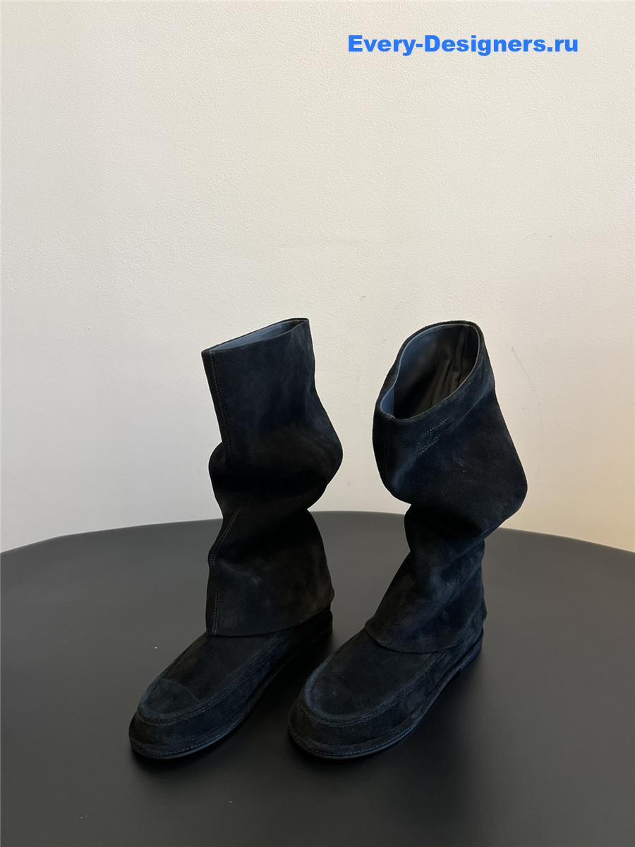 Ch**el flat suede knee-high boots in black