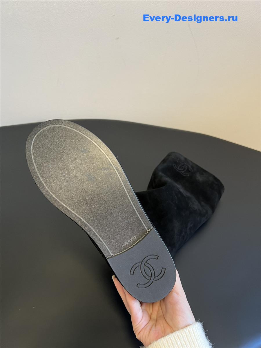 Ch**el flat suede knee-high boots in black