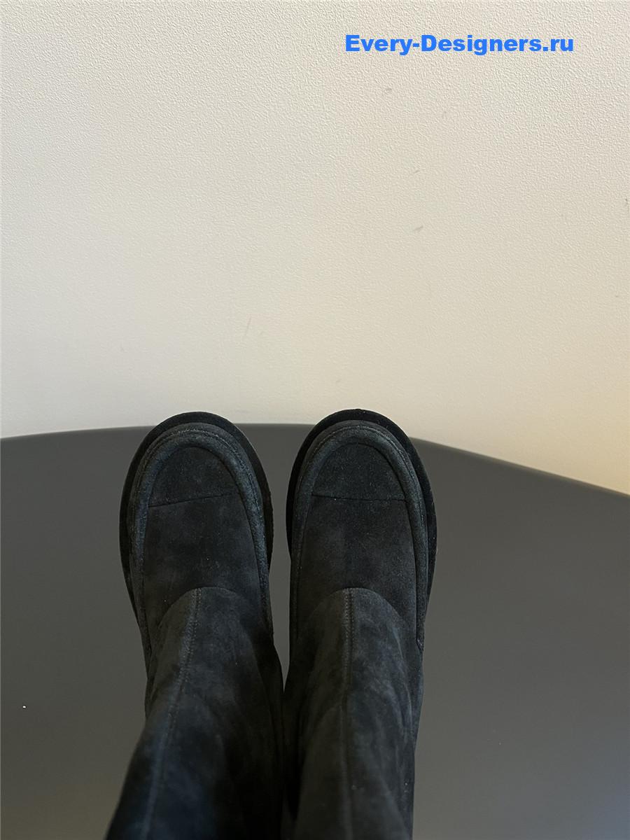 Ch**el flat suede knee-high boots in black