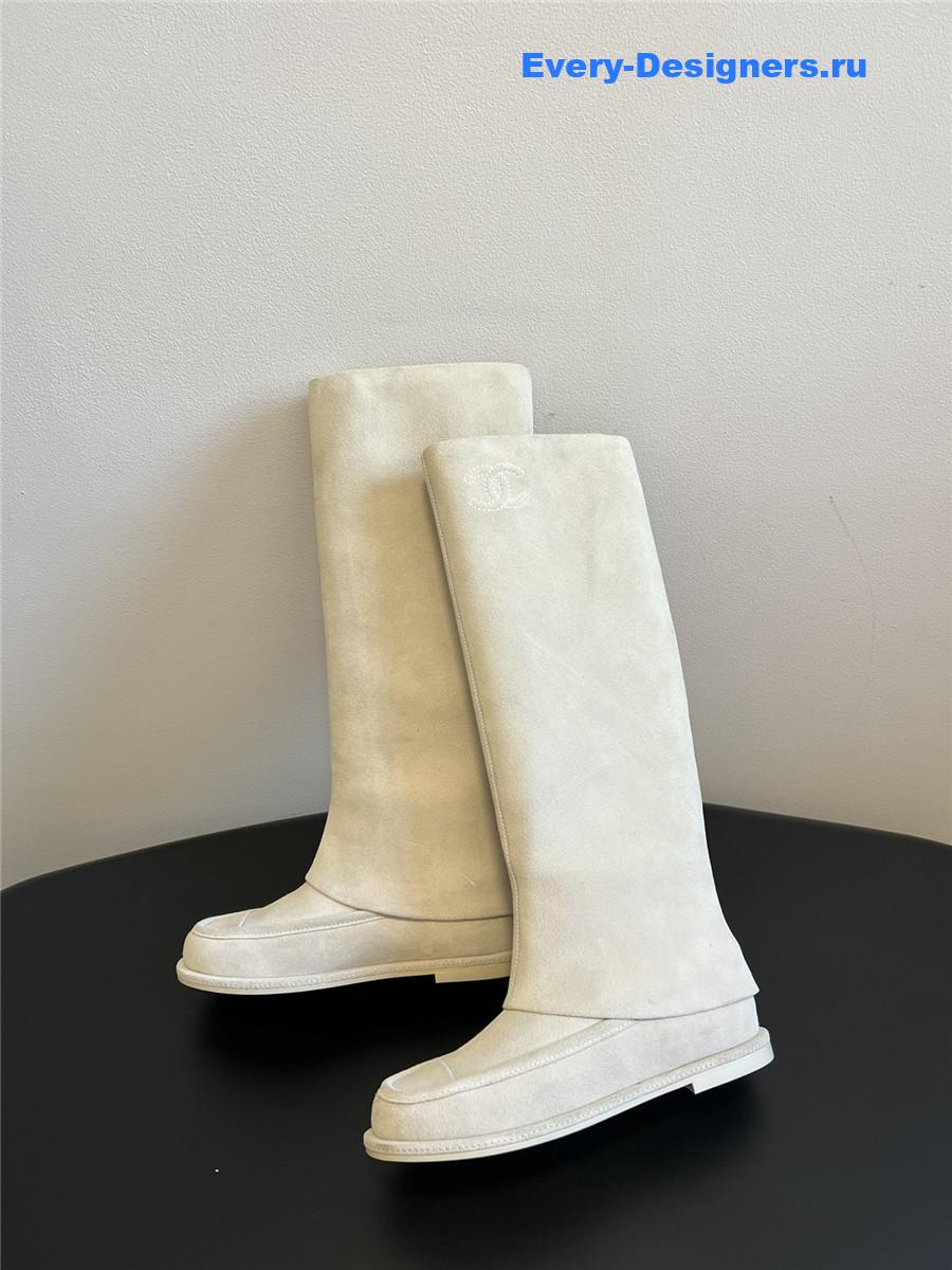 Ch**el flat suede knee-high boots