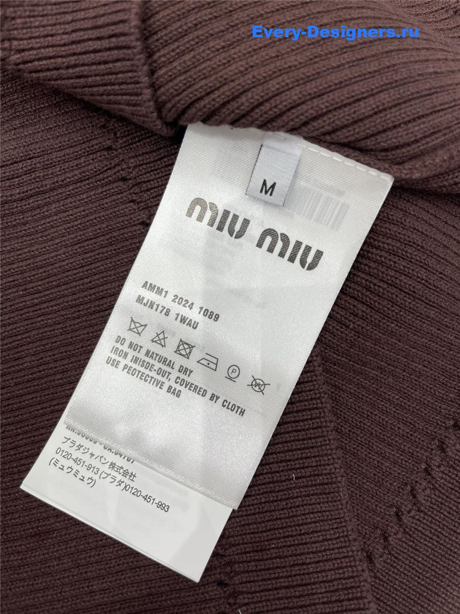 Miu Miu Brown Sleeveless Logo Knitted Vest