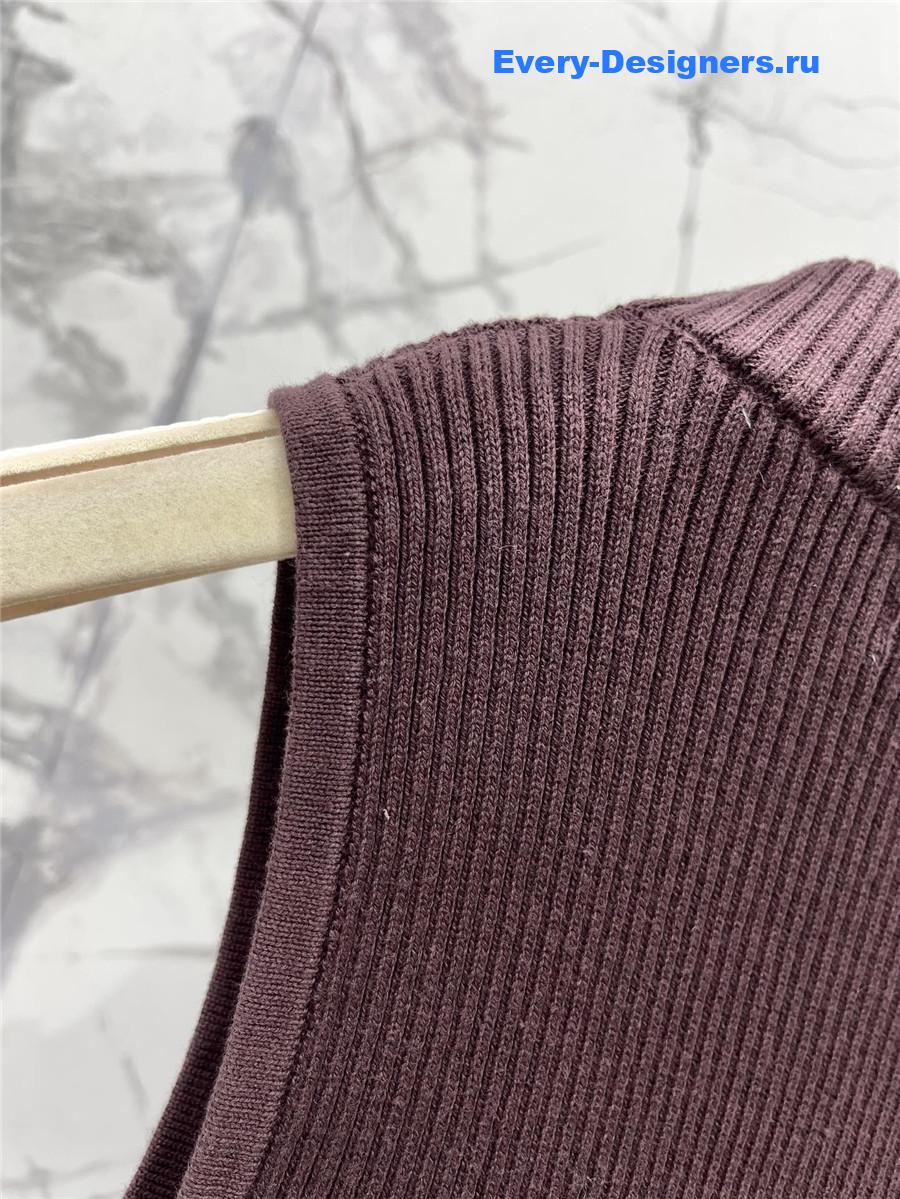 Miu Miu Brown Sleeveless Logo Knitted Vest