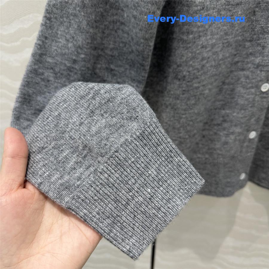 Miu Miu Cashmere Polo Collar Cardigan Gray