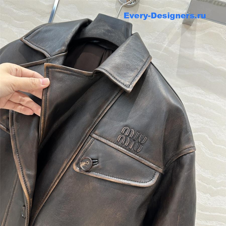 Miu Miu Women’s Lambskin Biker Coat