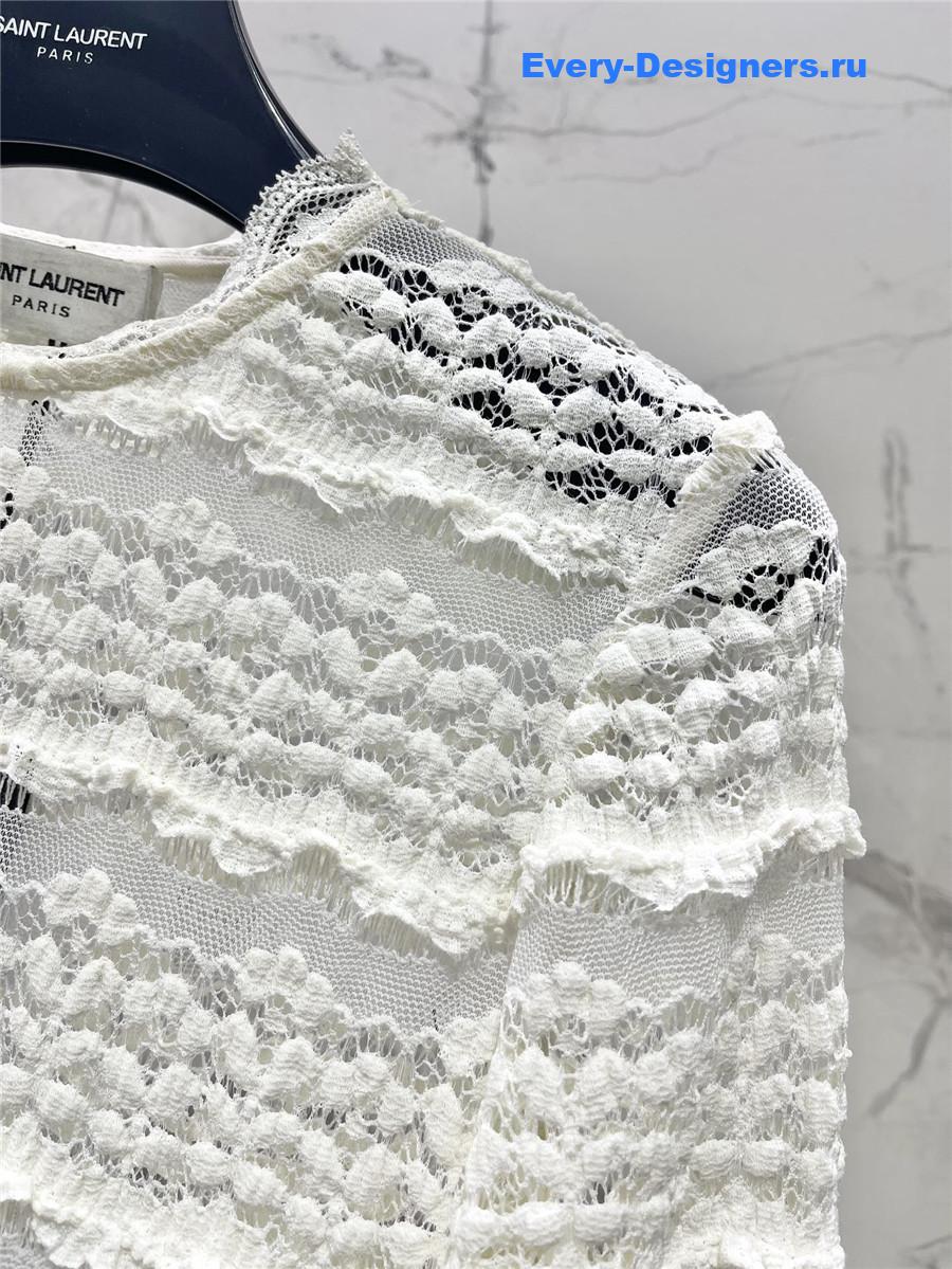 Sa1nt Lau*nt lace long sleeve shirt in white