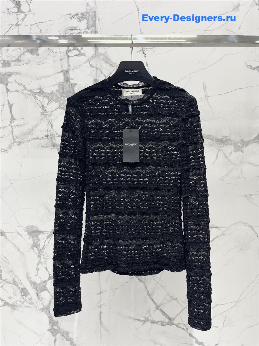 Sa1nt Lau*nt lace long sleeve shirt in black