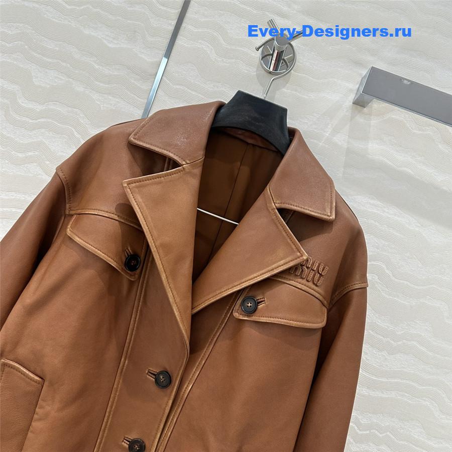 Miu Miu Brown Nappa Leather Jacket
