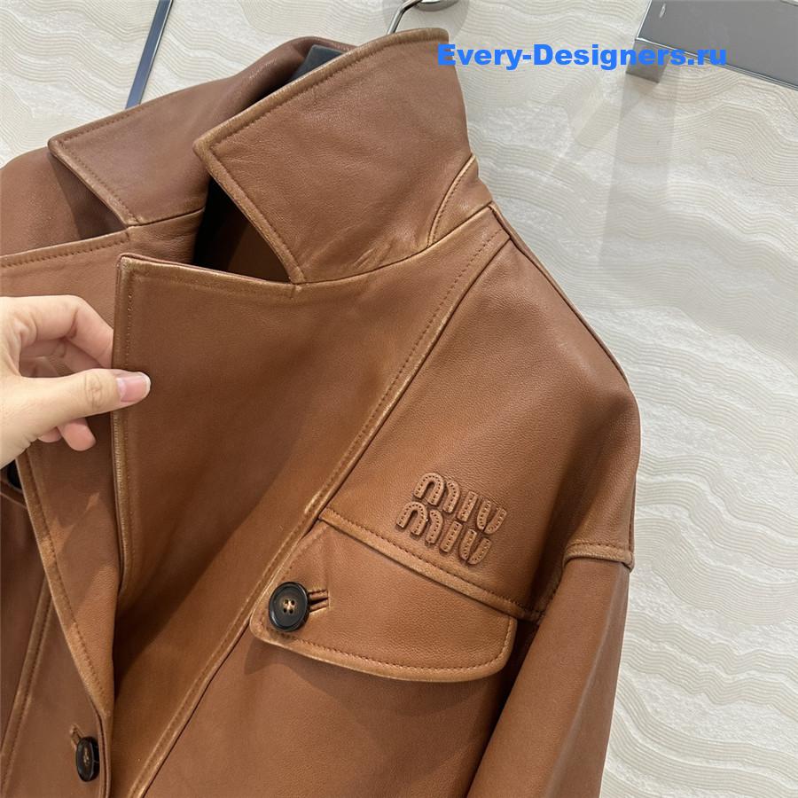 Miu Miu Brown Nappa Leather Jacket