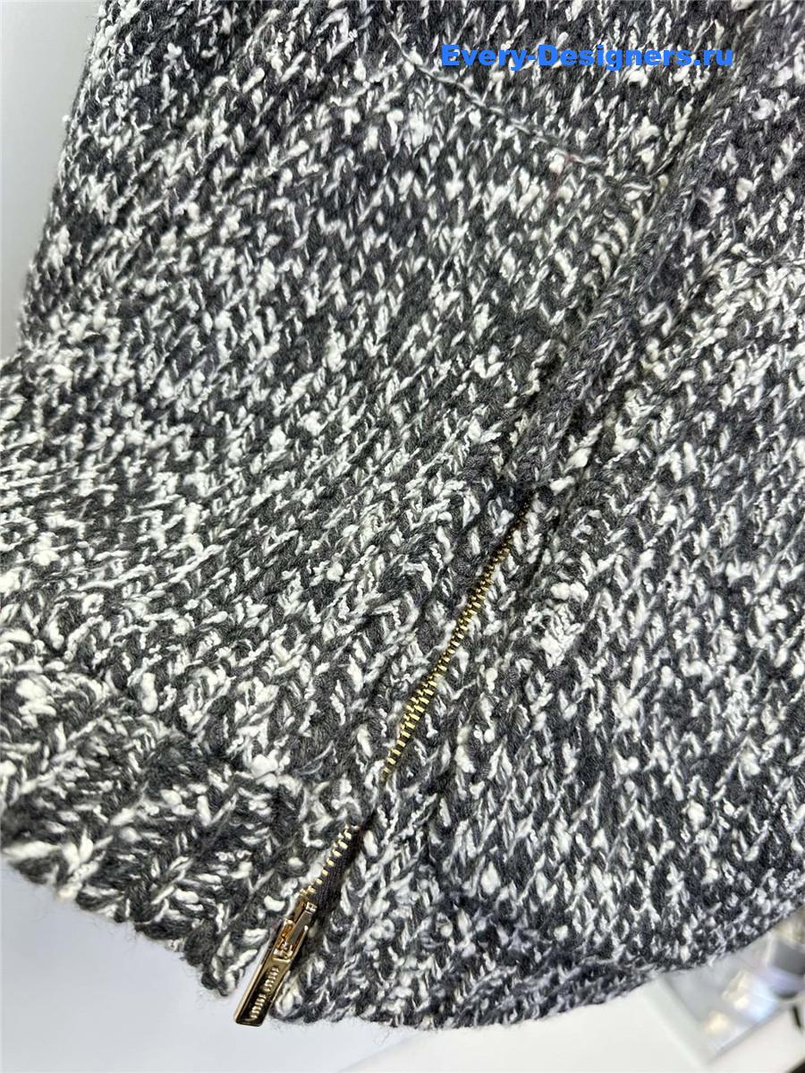 Miu Miu Gray Knitted Hooded Cardigan