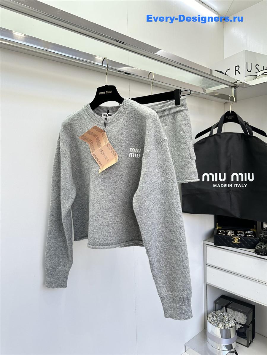 Miu Miu Logo Embroidered Cashmere Wool Sweater Set