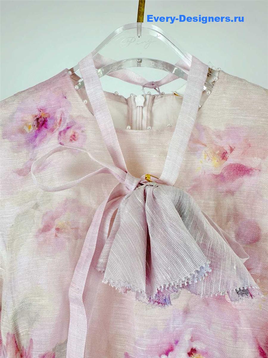 Zimm Crush Flower Midi Dress in Purple Floral