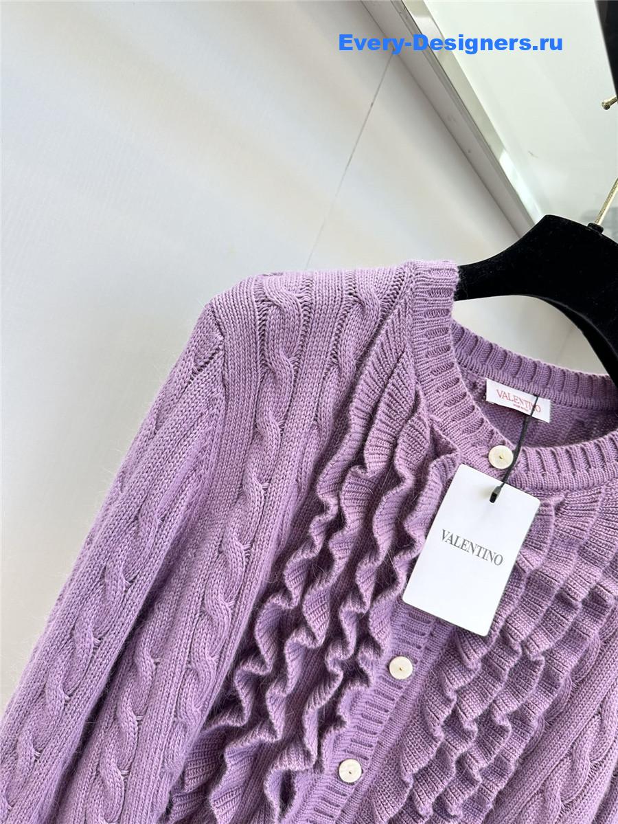 Va1e*ntin0 garavani ruffled wool cardigan