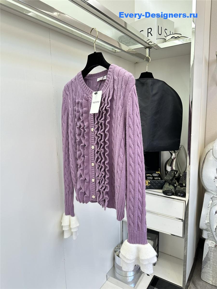Va1e*ntin0 garavani ruffled wool cardigan