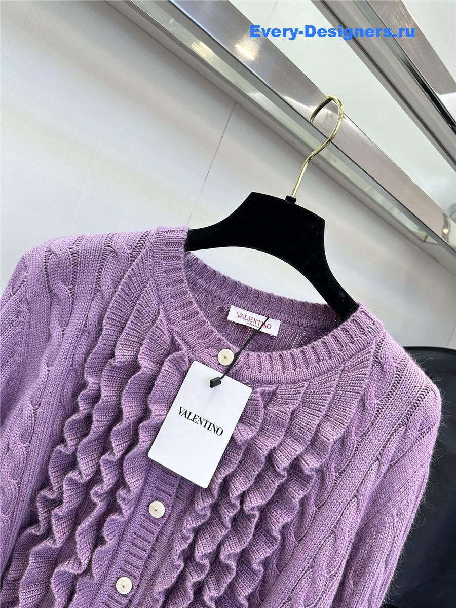 Va1e*ntin0 garavani ruffled wool cardigan