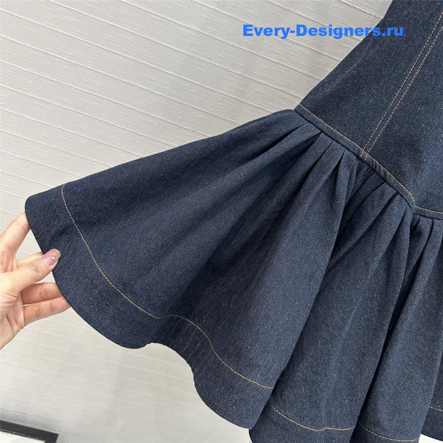 Zimm Crush Gathered Denim Mini Dress