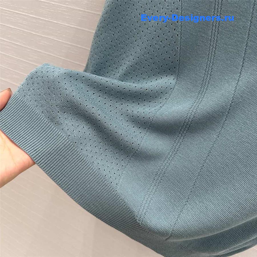 H**me5 hollow knit short-sleeved top in green