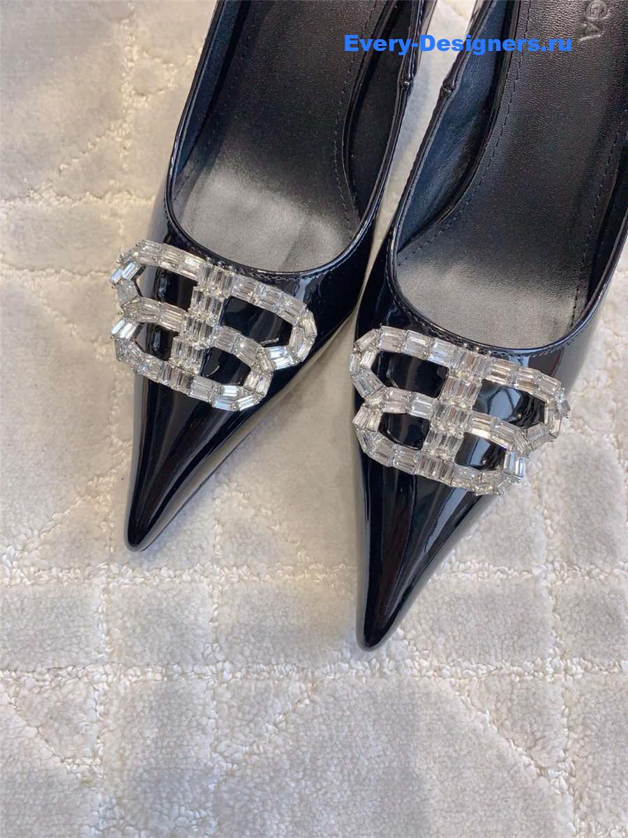 Ba1en*iaga black rhinestone pumps