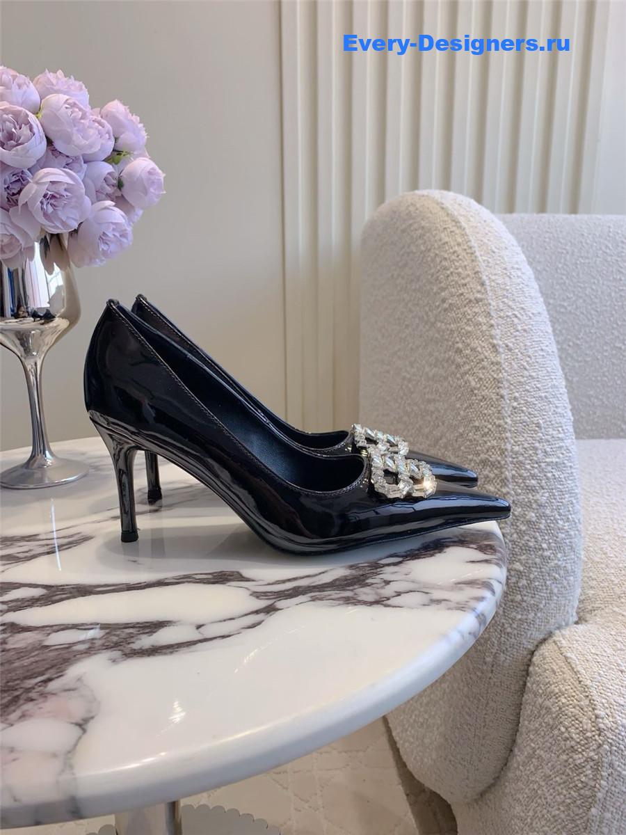 Ba1en*iaga black rhinestone pumps