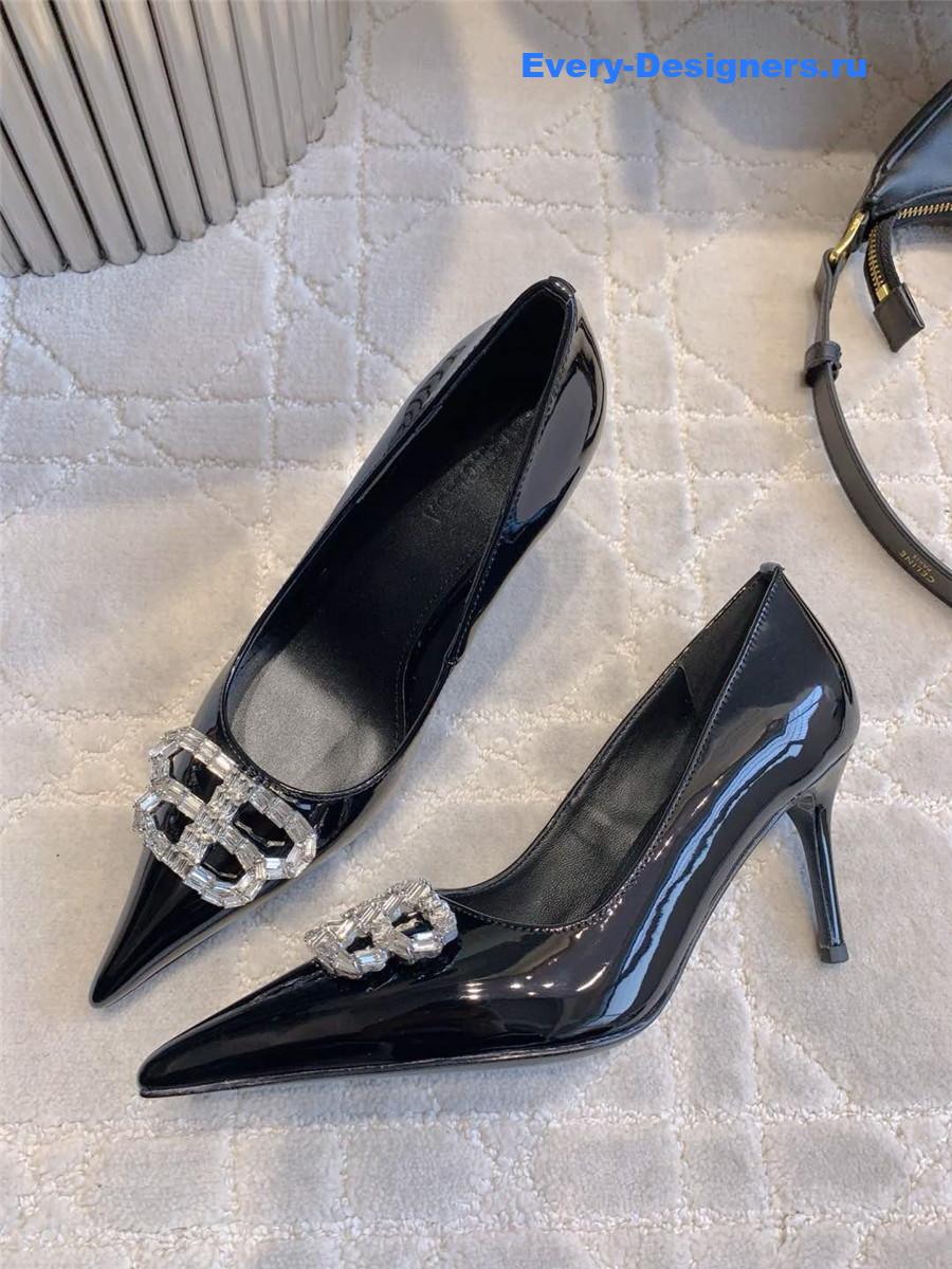 Ba1en*iaga black rhinestone pumps